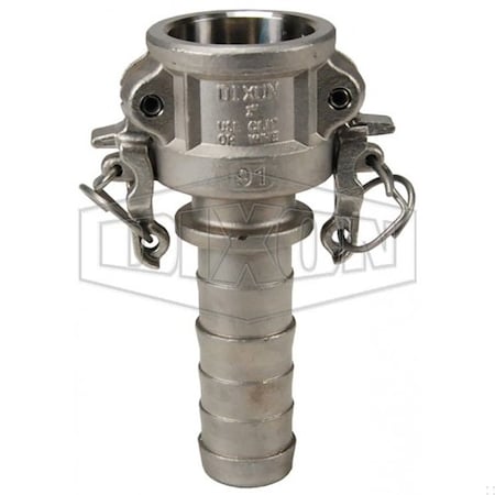 Dixon Boss-Lock Type-C Cam and Groove Coupler, 1 in Nominal, Female Coupler x Hose Shank End Style, 316 S RC100BL